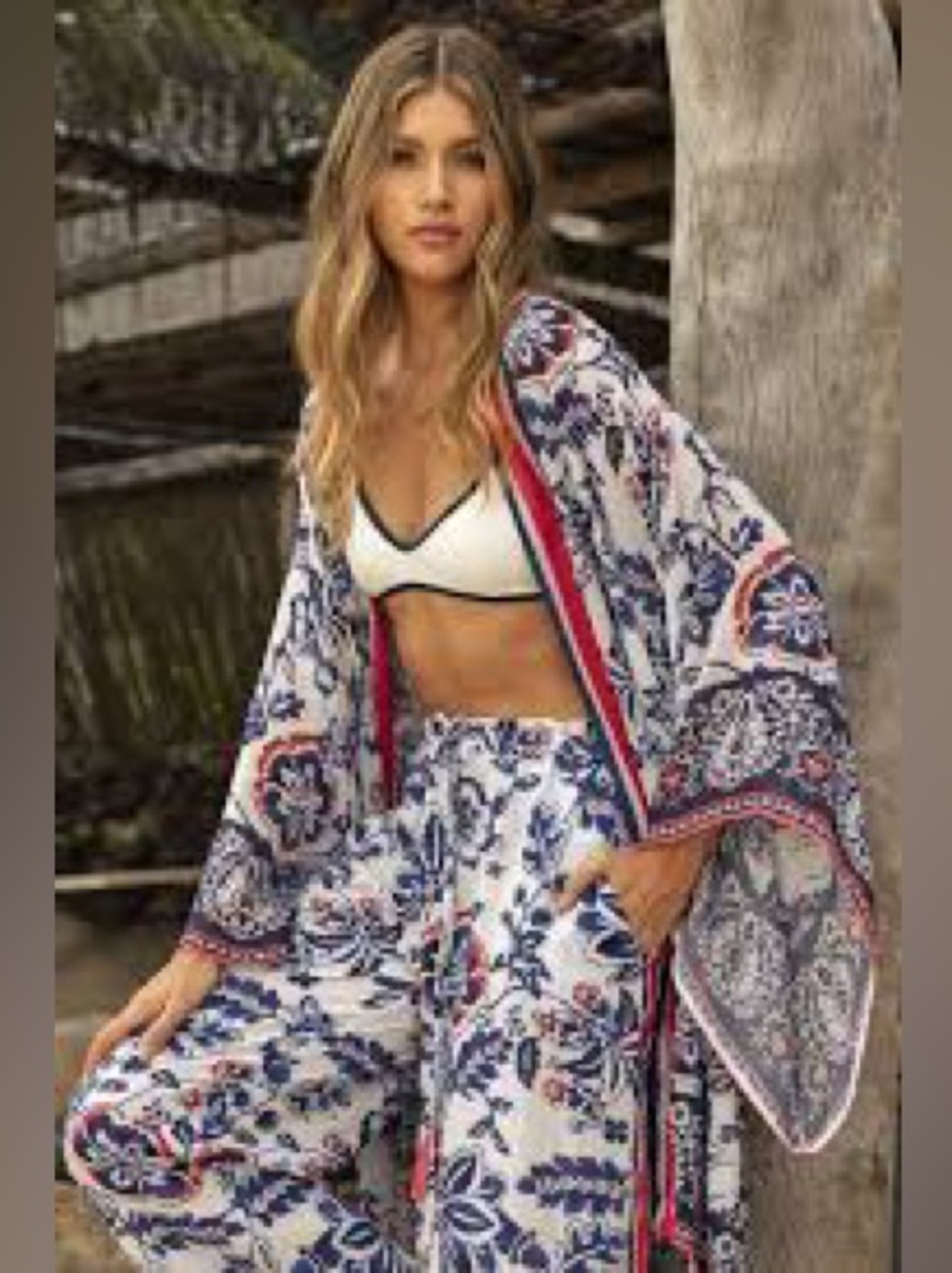 MISS JUNE MANUELA SHORT KIMONO & PANT SET One size fits all